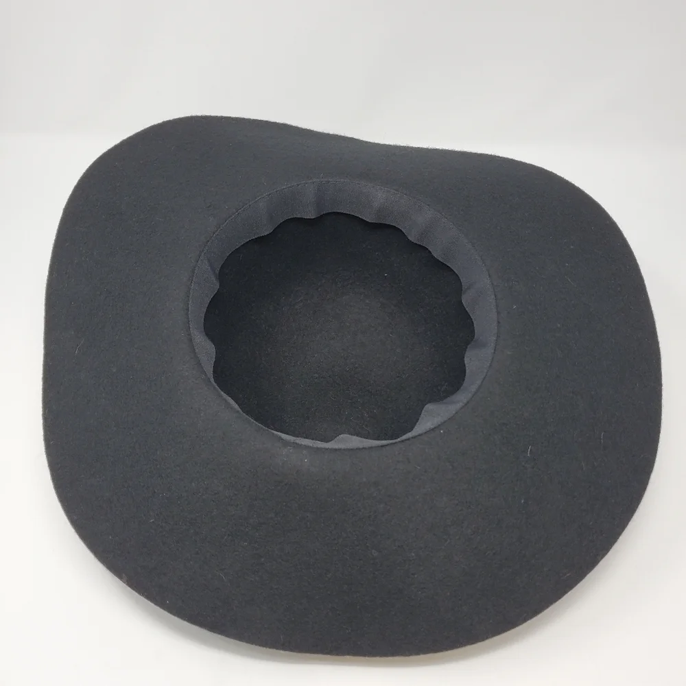 ECOTE URBAN OUTFITTERS 100% WOOL BLACK FLOPPY HAT BRASS STUDDED BAND WOMEN OS
